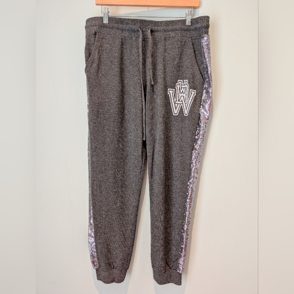 Disney XL Gray Sweatpants - Joggers with Sequin Stripes